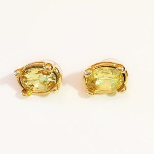 Citrine Colored Oval 4 Prong Earrings